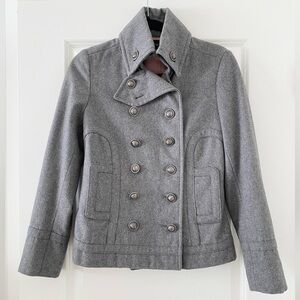 Forever 21 Grey Wool Blend Pea Coat Small